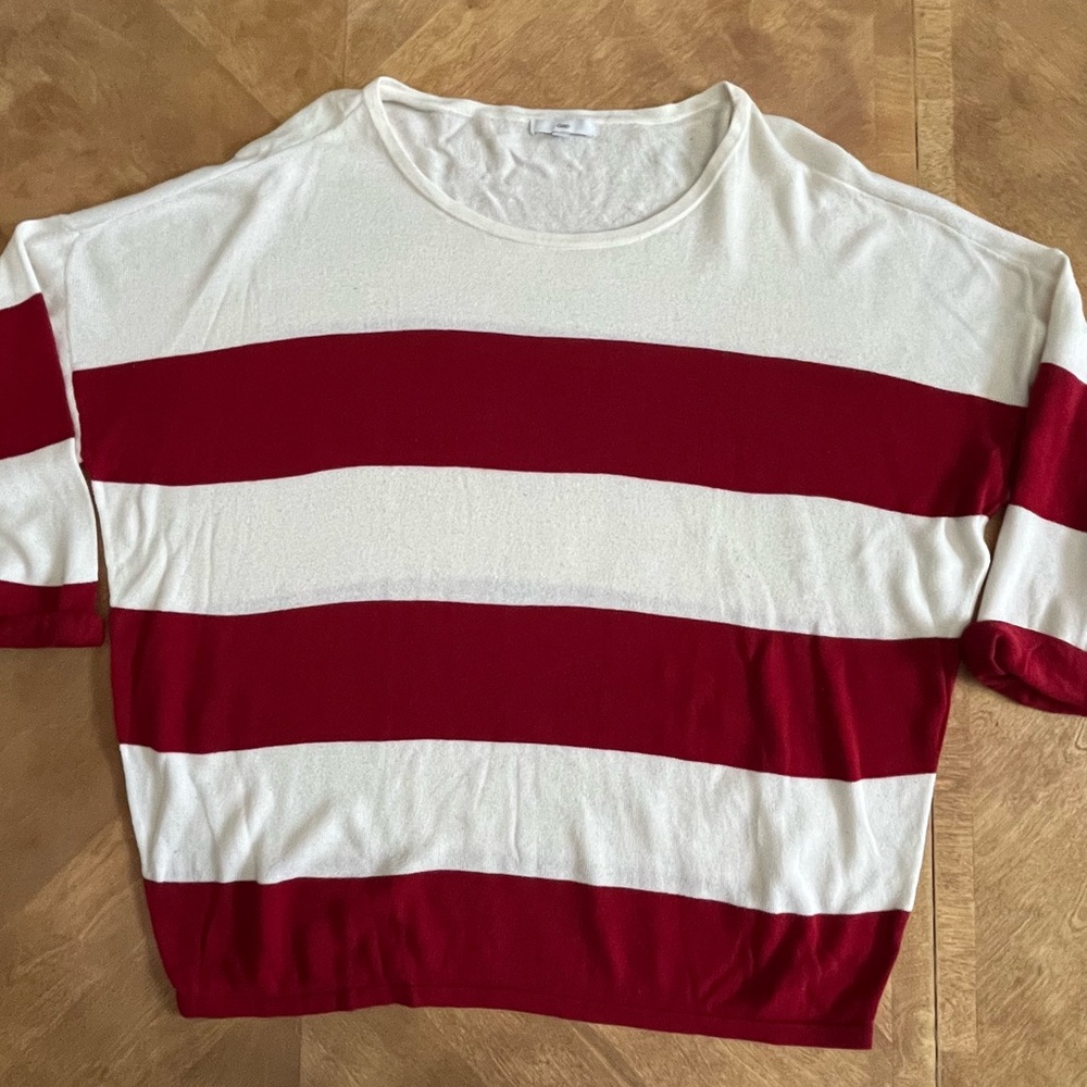 GAP Oversized White & Red Bold Striped Sweater – Size L